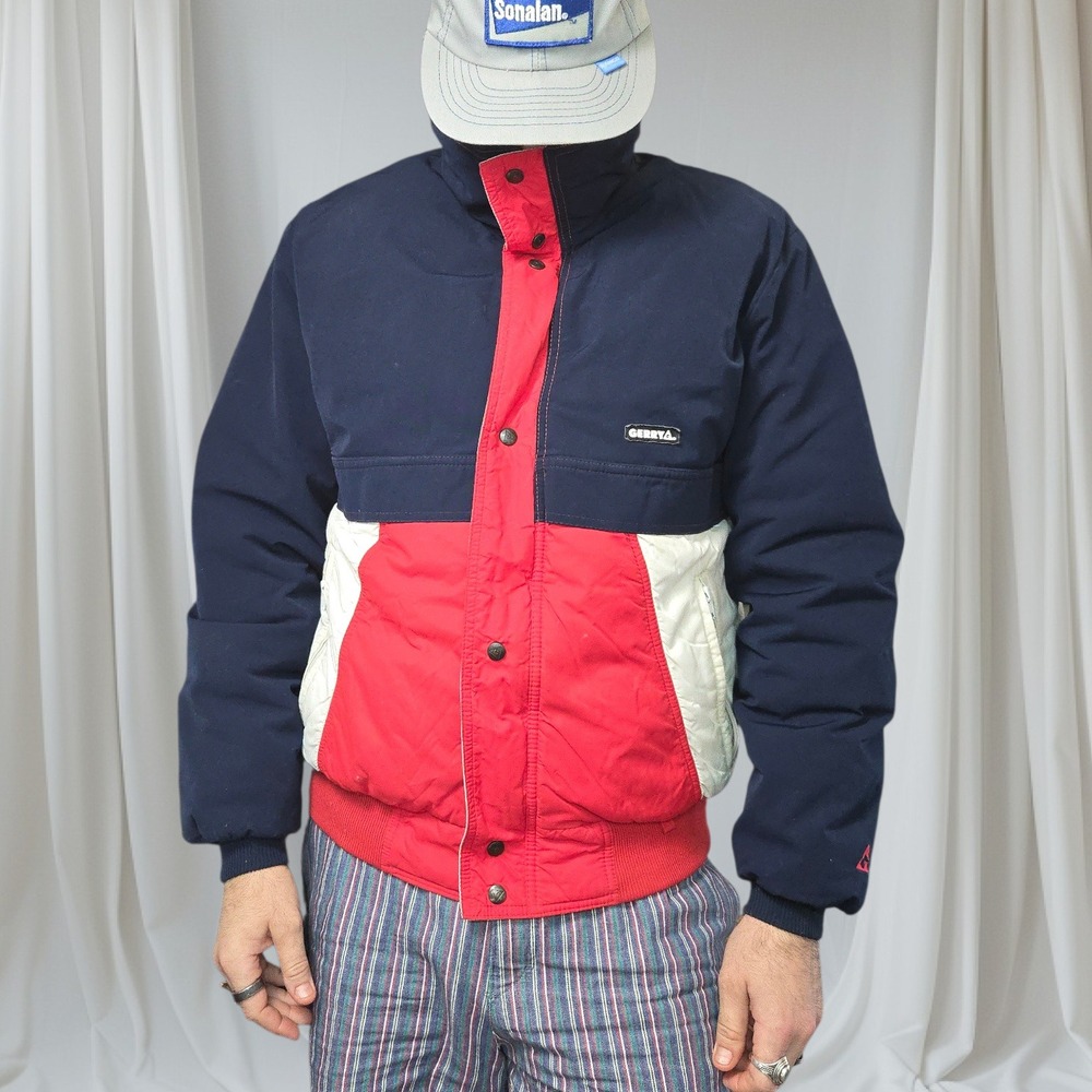 Vintage Gerry Down Puffer‎ Jacket Colorblock Navy Red White Ski Snowboard Mens L